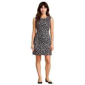 Milly Animal Print Sheath Black White Mini Dress W/ Pockets Size: L I US 10